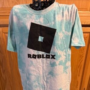 Boys Roblox Medium Blue Tie-Dye Crew Neck Tee Shirt (10-12) T-Shirt